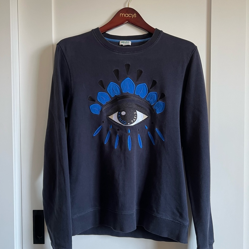 Kenzo Men's Dark Sweater with Blue Eye Design
